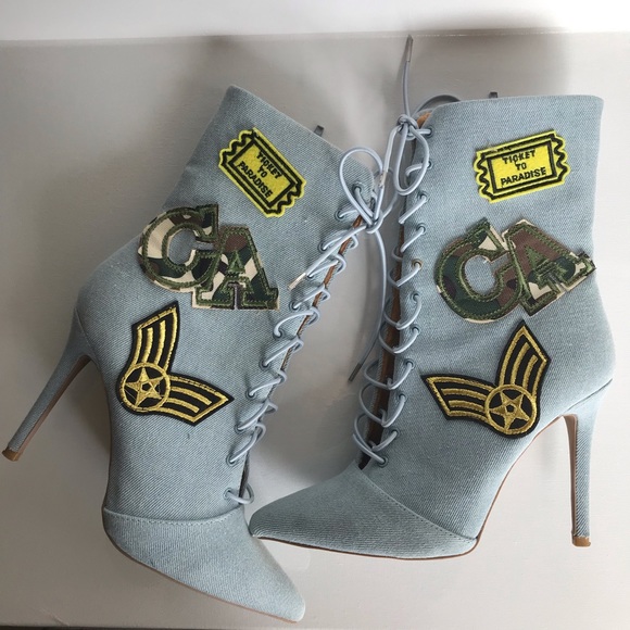 Military Patch Lace Up Booties🖤 - Picture 2 of 8